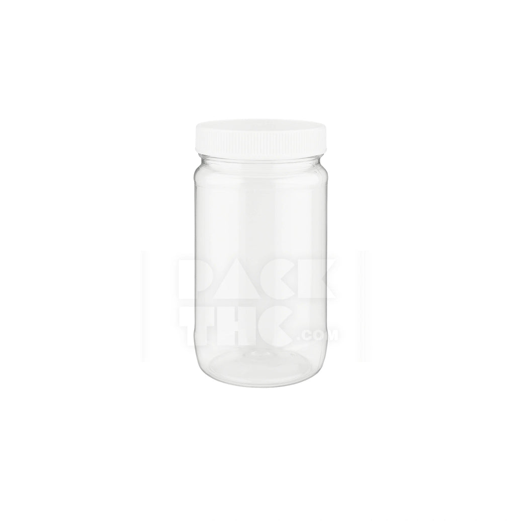 16oz clear pet wide mouth jar clear white lid