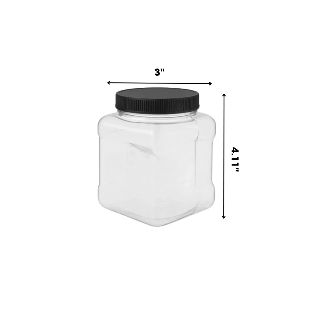 image 16oz plastic grip jars clear with black lid