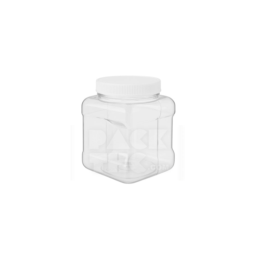 16oz plastic grip jars clear with white lid
