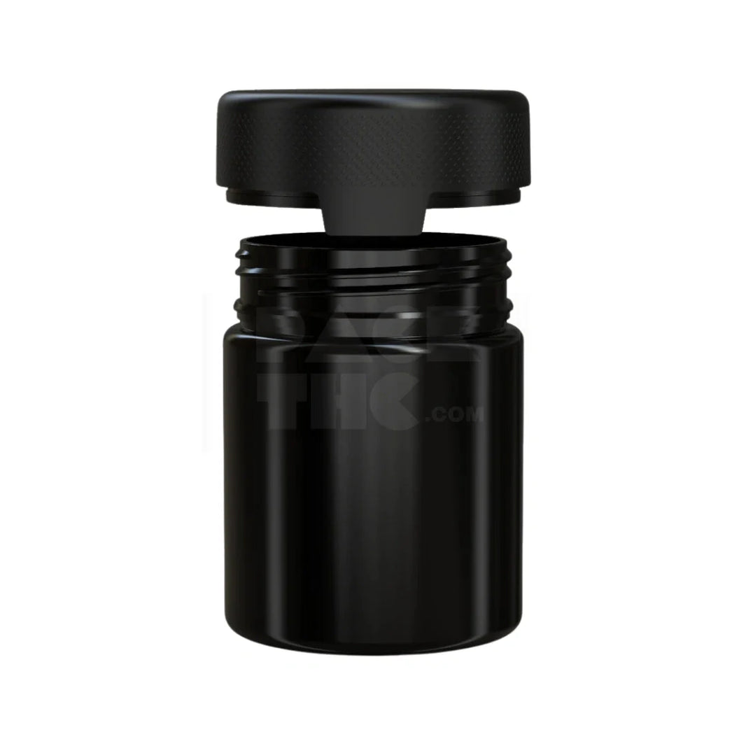 image 18 5oz 550cc aviator cr xl container with integrated liner tamper evident break off band opaque black container with opaque black closure 60 count