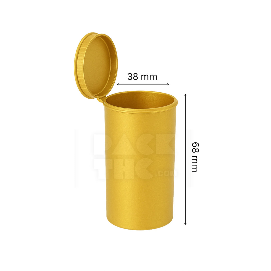 image 19 DRAM POP TOP VIAL - 1/8OZ - GOLDEN | Airtight Jar | PackTHC - (225)