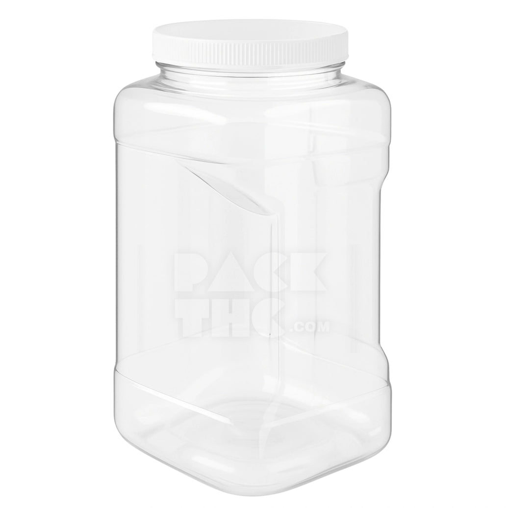 1 GALLON PLASTIC GRIP JARS - CLEAR WITH WHITE LID - (12 COUNT) Pack THC