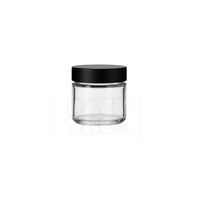 1OZ CLEAR GLASS JAR WITH MATTE BLACK SMOOTH LID  - (200)