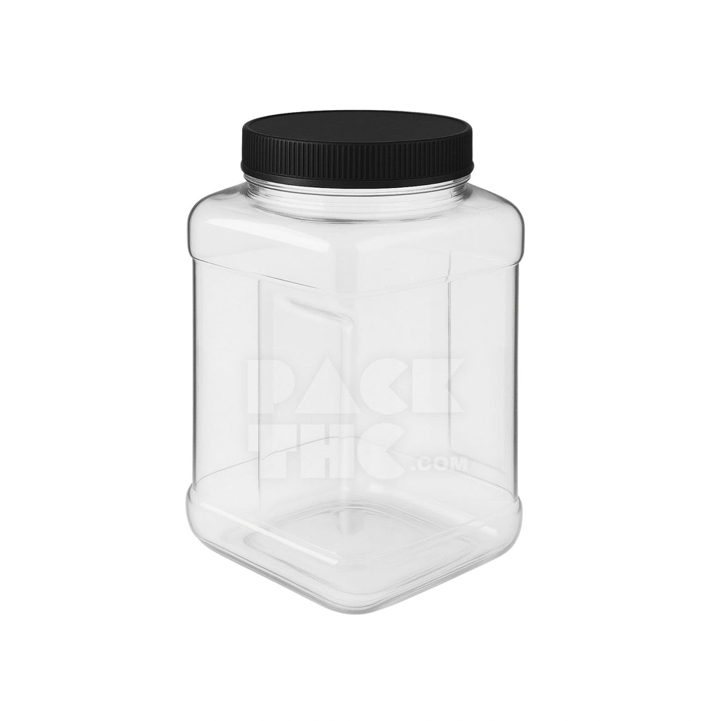 1/2 GALLON PLASTIC GRIP JARS - CLEAR WITH BLACK LID - (24 COUNT) Pack THC