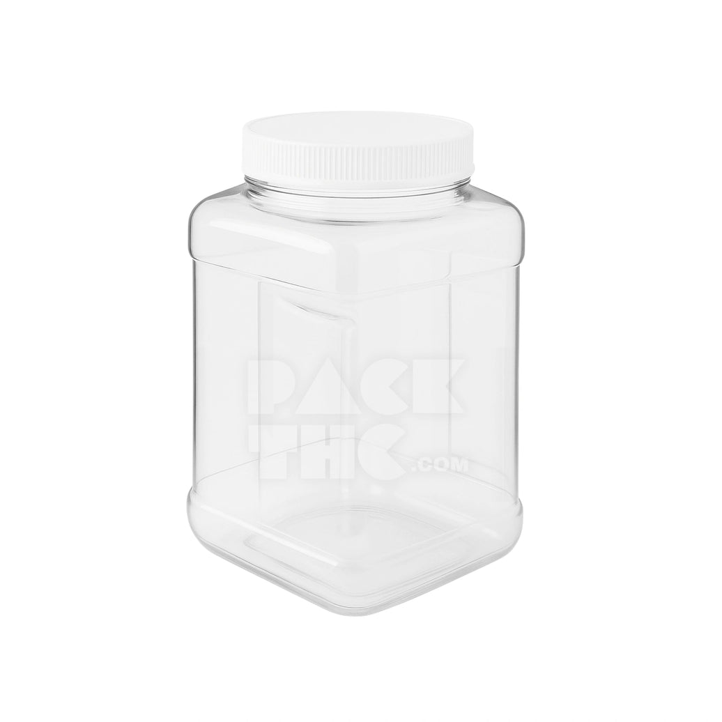 1/2 GALLON PLASTIC GRIP JARS - CLEAR WITH WHITE LID - (24 COUNT) Pack THC