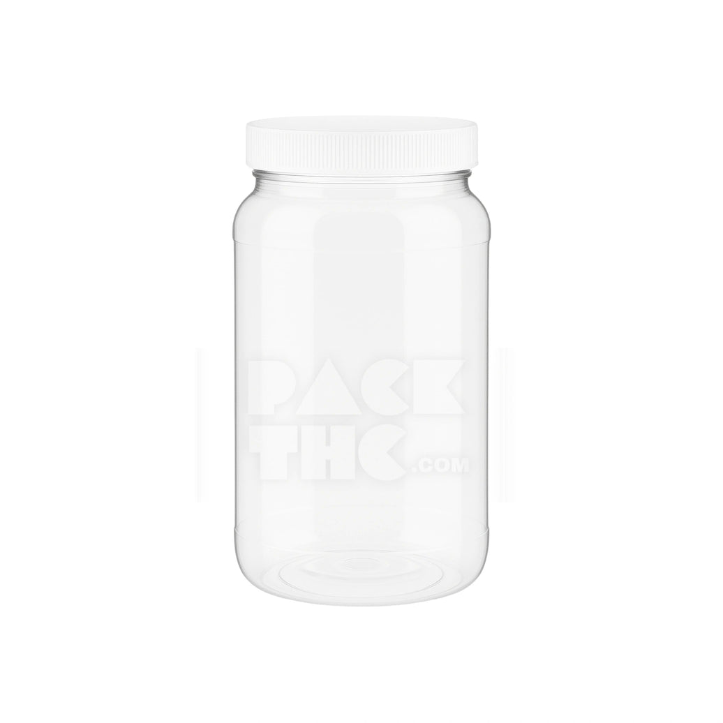 1/2 GALLON CLEAR PET ROUND WIDE- MOUTH PLASTIC JAR - CLEAR WITH WHITE LID