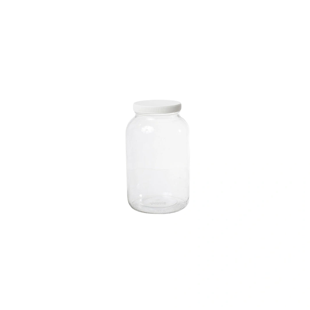 image 1/2 GALLON CLEAR PET ROUND WIDE- MOUTH PLASTIC JAR - CLEAR WITH WHITE LID