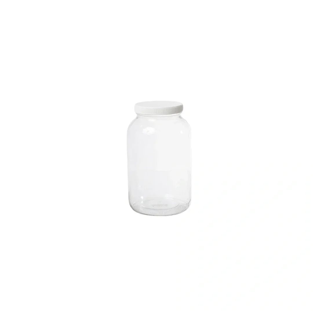 1 2 gallon clear pet wide mouth jar clear white lid