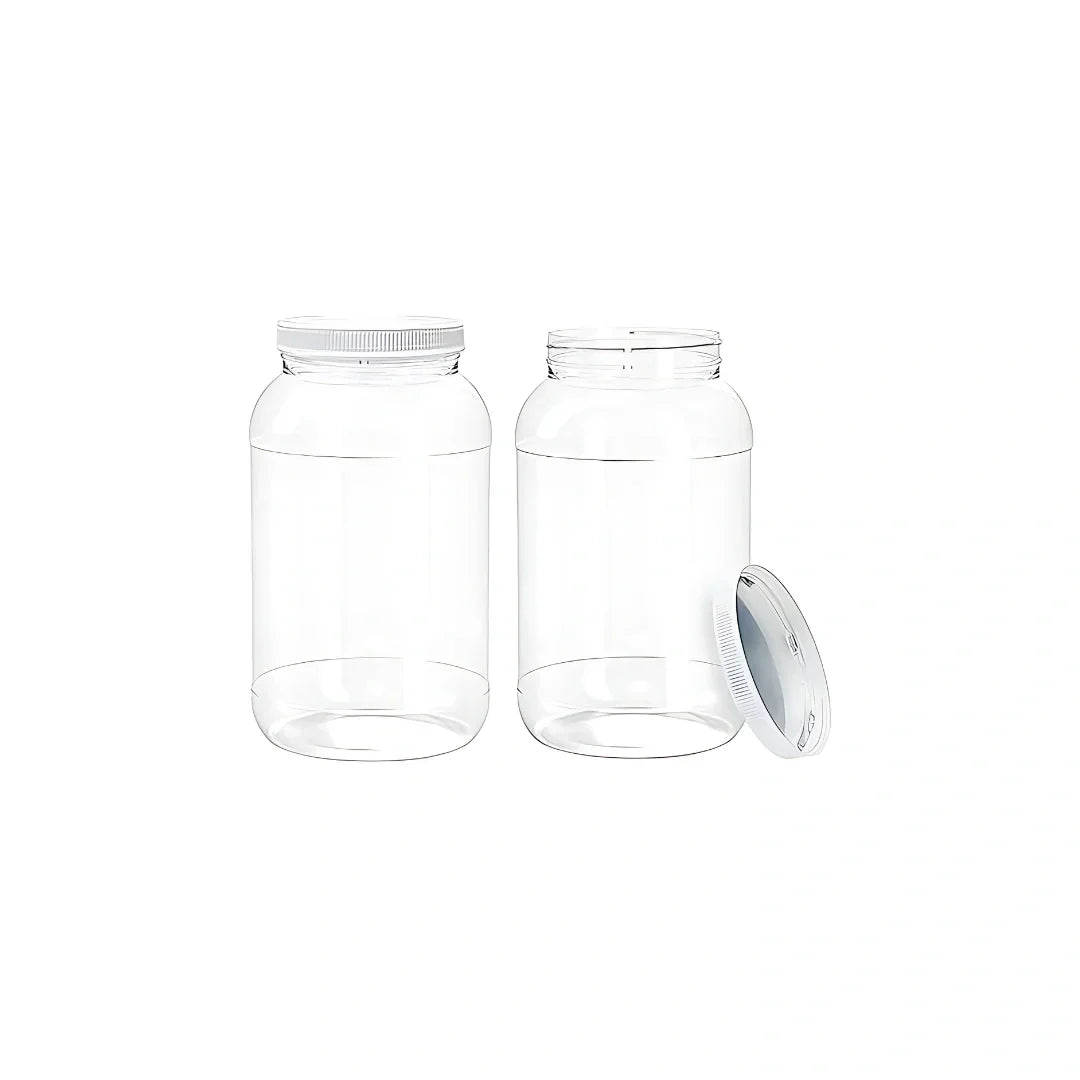1 2 gallon clear pet wide mouth jar clear white lid