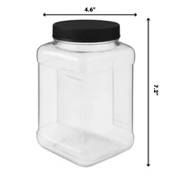 1 2 gallon plastic grip jars clear with black lid