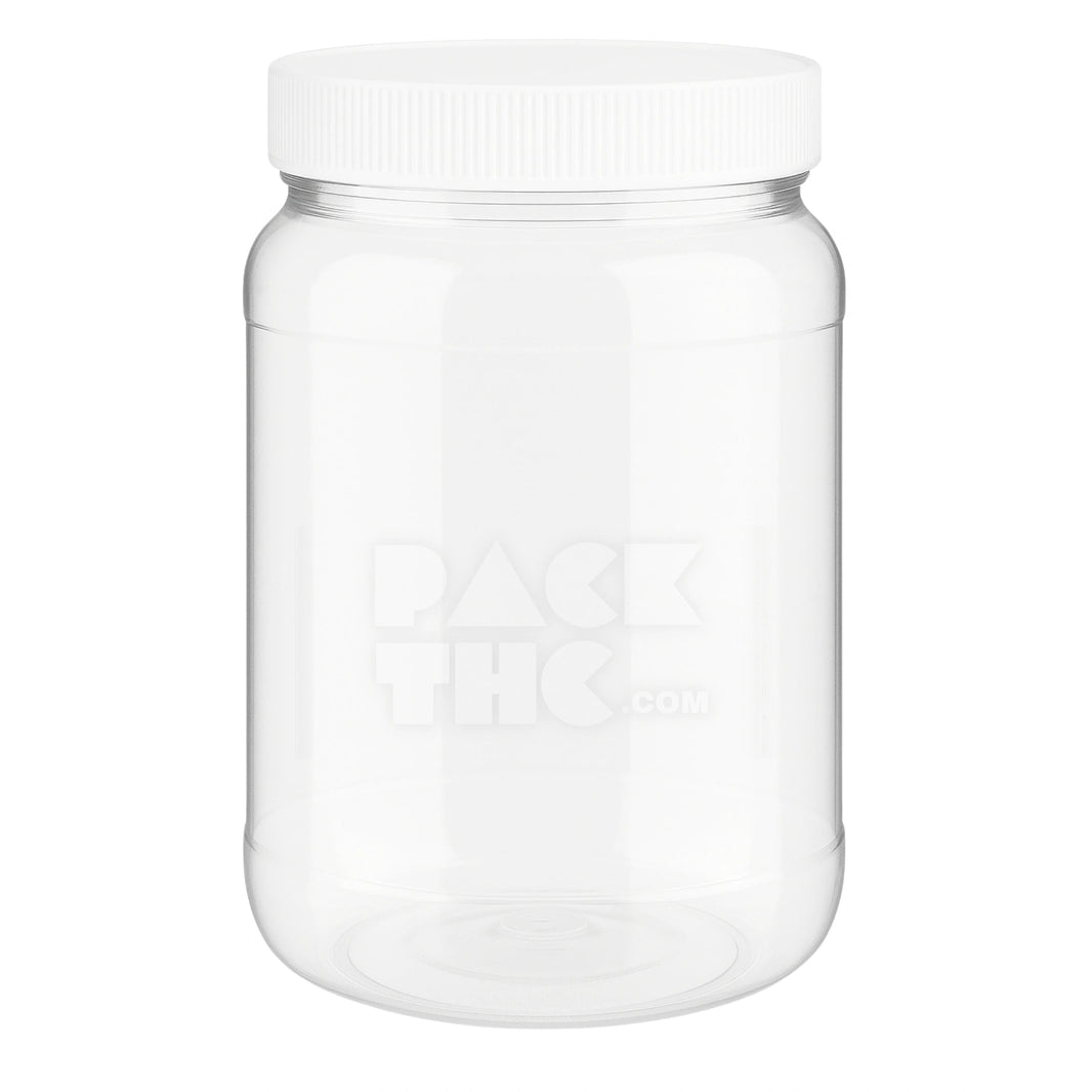 1 gallon clear pet round wide mouth plastic jar clear with white lid
