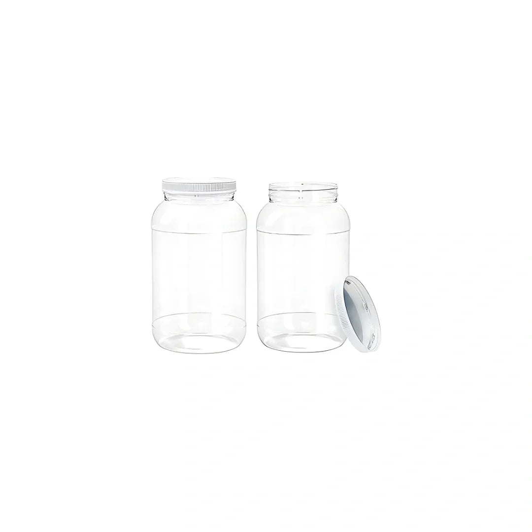 1 gallon clear pet wide mouth jar clear white lid
