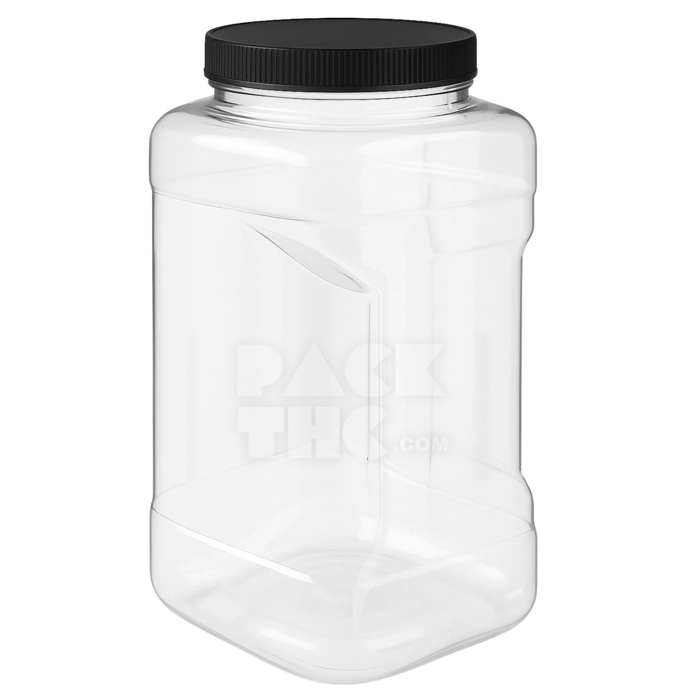 1 gallon plastic grip jars clear with black lid