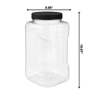 1 gallon plastic grip jars clear with black lid