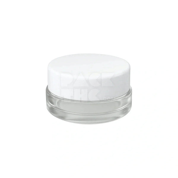 7 ML CR GLASS ROUND CONCENTRATE CONTAINER - WHITE LID  - (450)