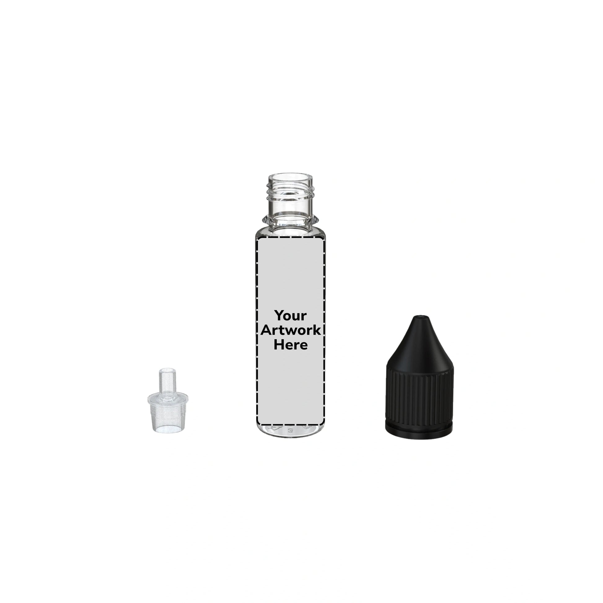 20ml unicorn bottle clear black cap