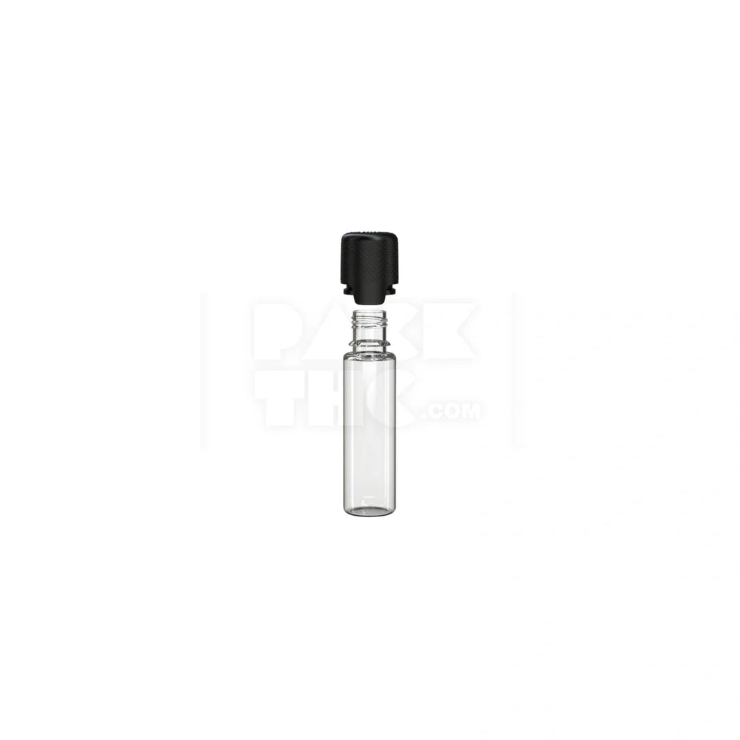 image 20ml aviator cr bottle with friction fit closure tamper evident break off band clear natural bottle with opaque black closure 1000 count