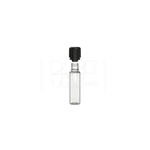 20ml aviator cr bottle with friction fit closure tamper evident break off band clear natural bottle with opaque black closure 1000 count