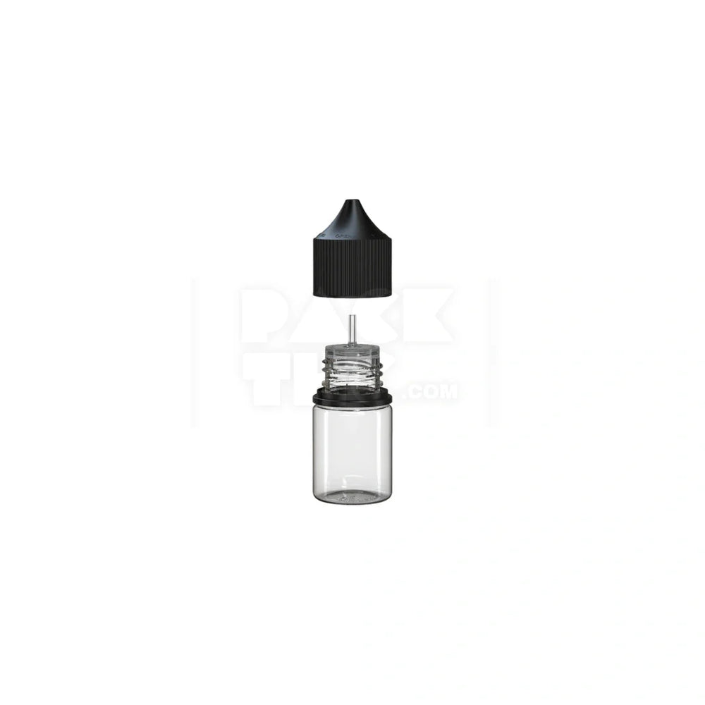 20ml stubby pet unicorn bottle cr clear natural black cap 1000 count