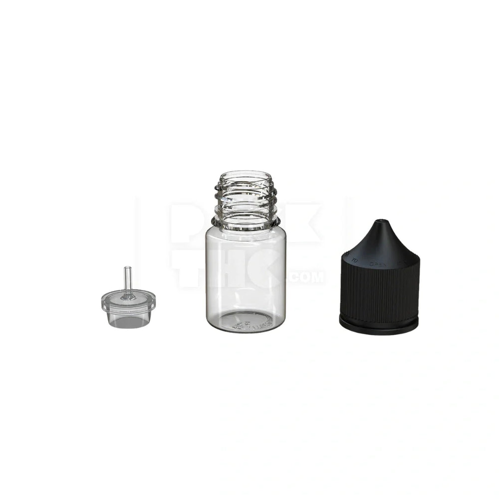 20ml stubby pet unicorn bottle cr clear natural black cap 1000 count