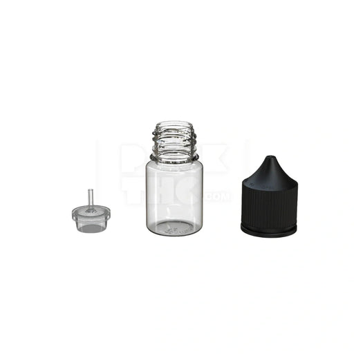 20ml stubby pet unicorn bottle cr clear natural black cap 1000 count
