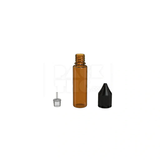 20ml v3 pet unicorn bottle cr translucent amber black cap 1000 count
