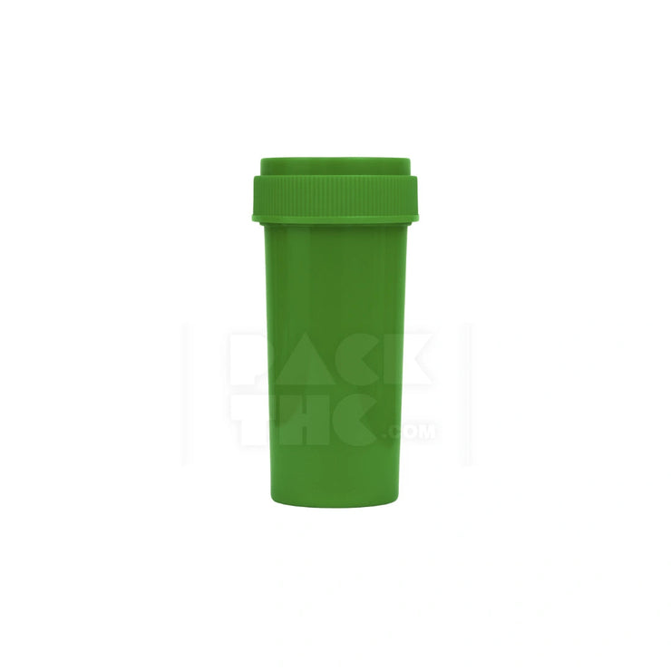 20 dram push turn reverse cap bottles green