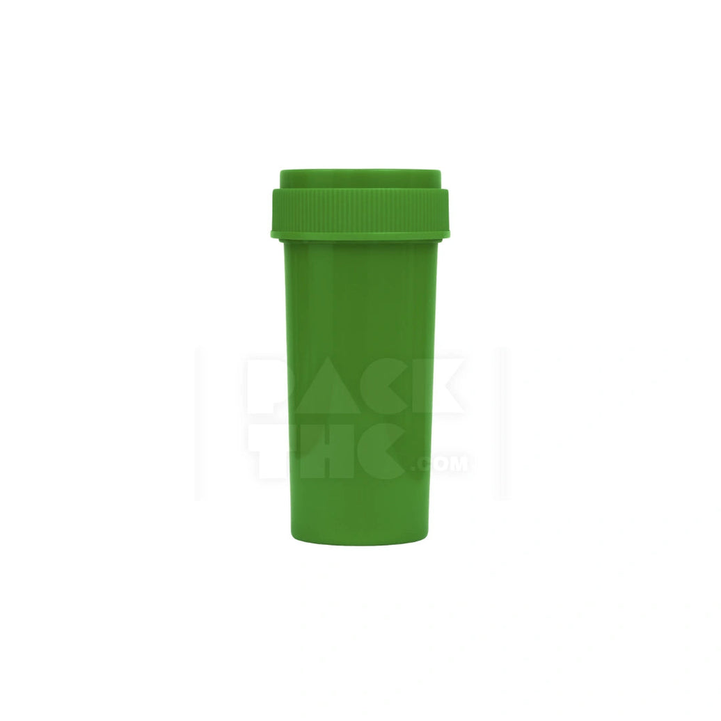 20 dram push turn reverse cap bottles green