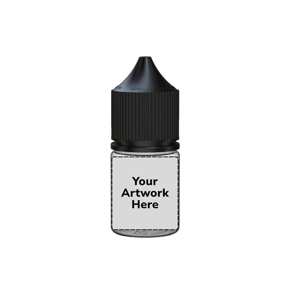 20ml stubby unicorn bottle clear black cap