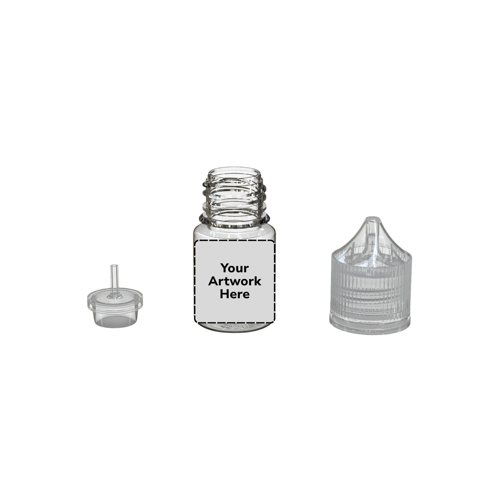 20ml stubby unicorn bottle clear clear cap