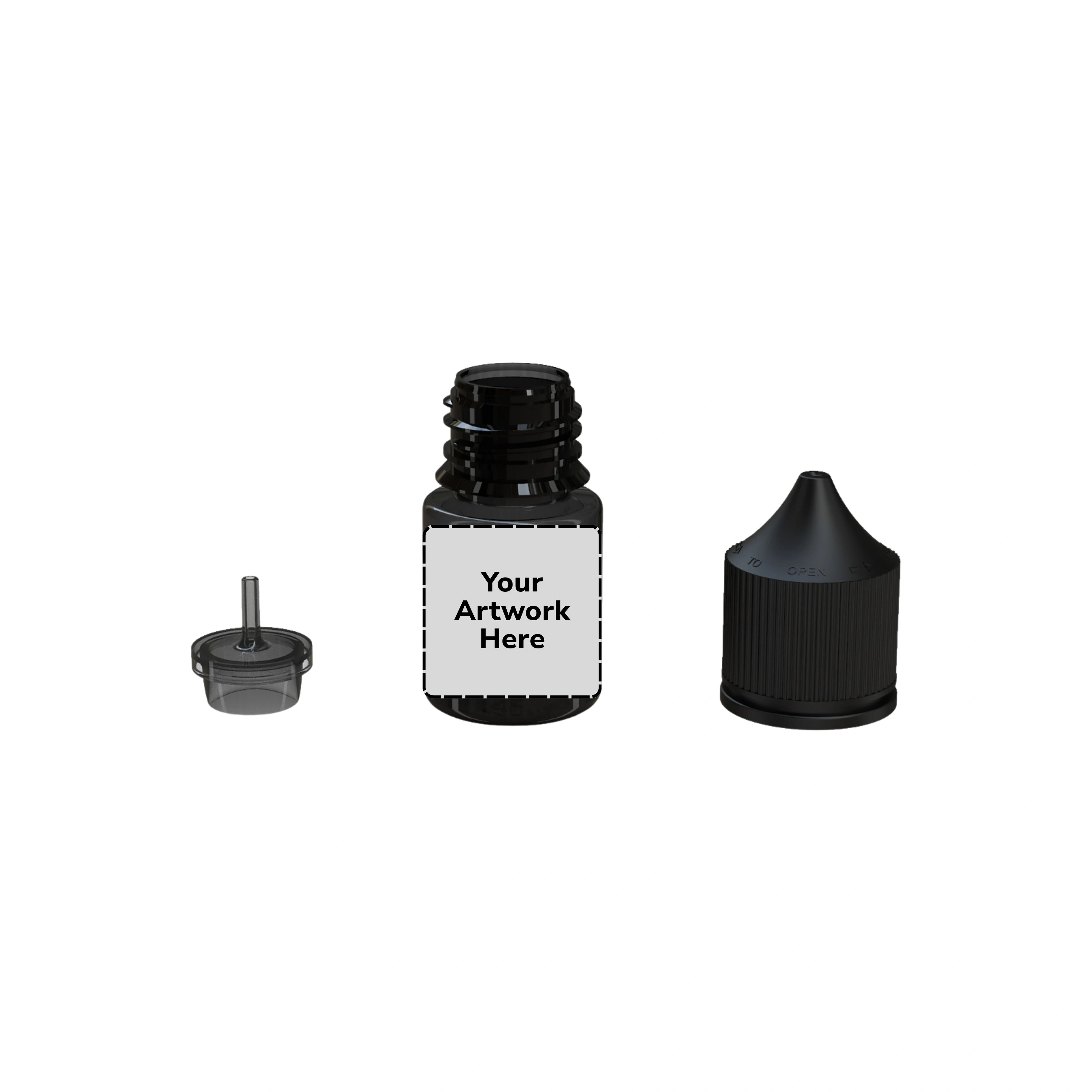 20ml stubby unicorn bottle translucent black