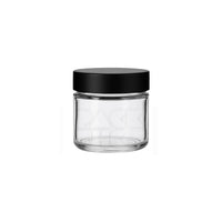 2OZ CLEAR GLASS JAR WITH MATTE BLACK SMOOTH LID  - (200)