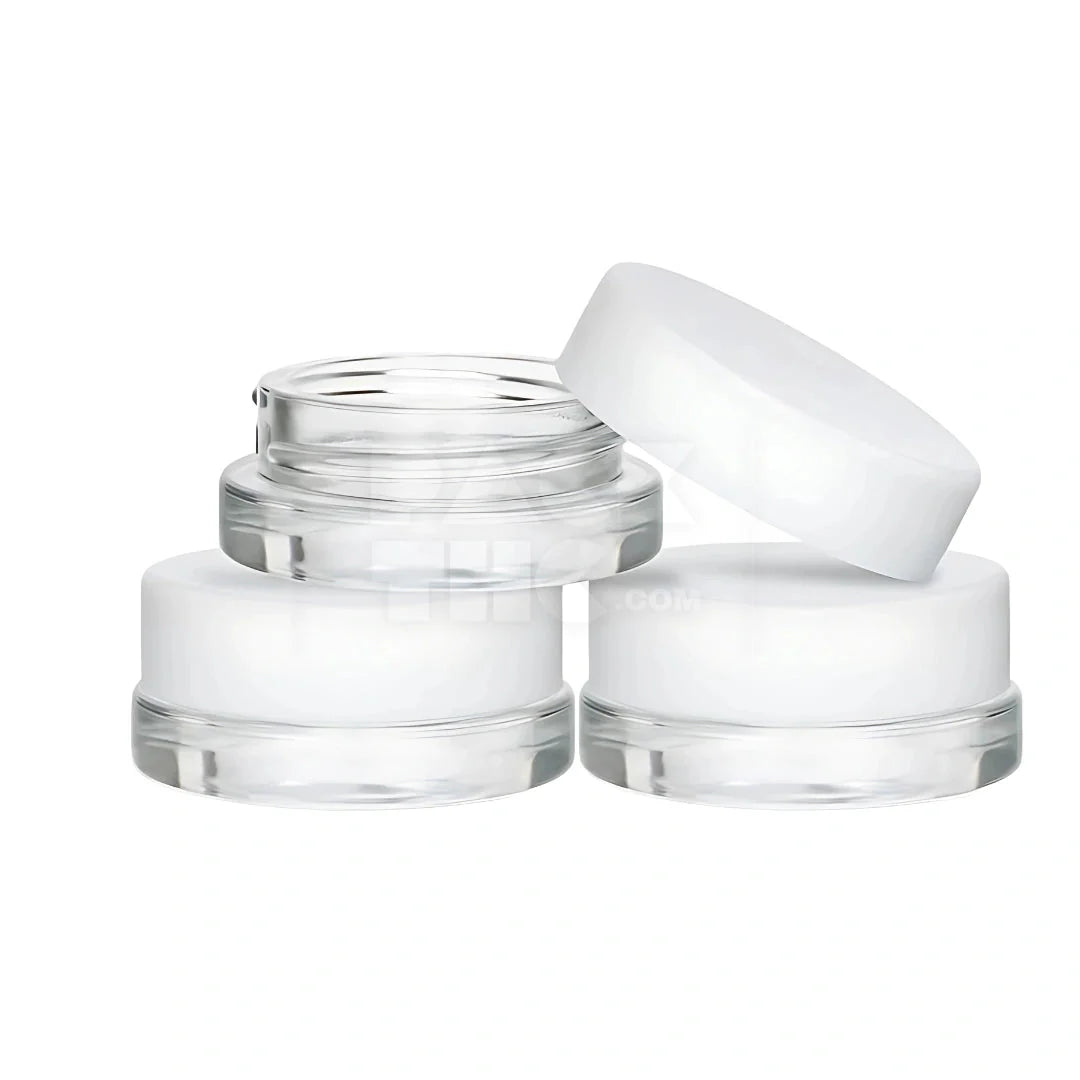 7 ml cr glass round concentrate container white lid