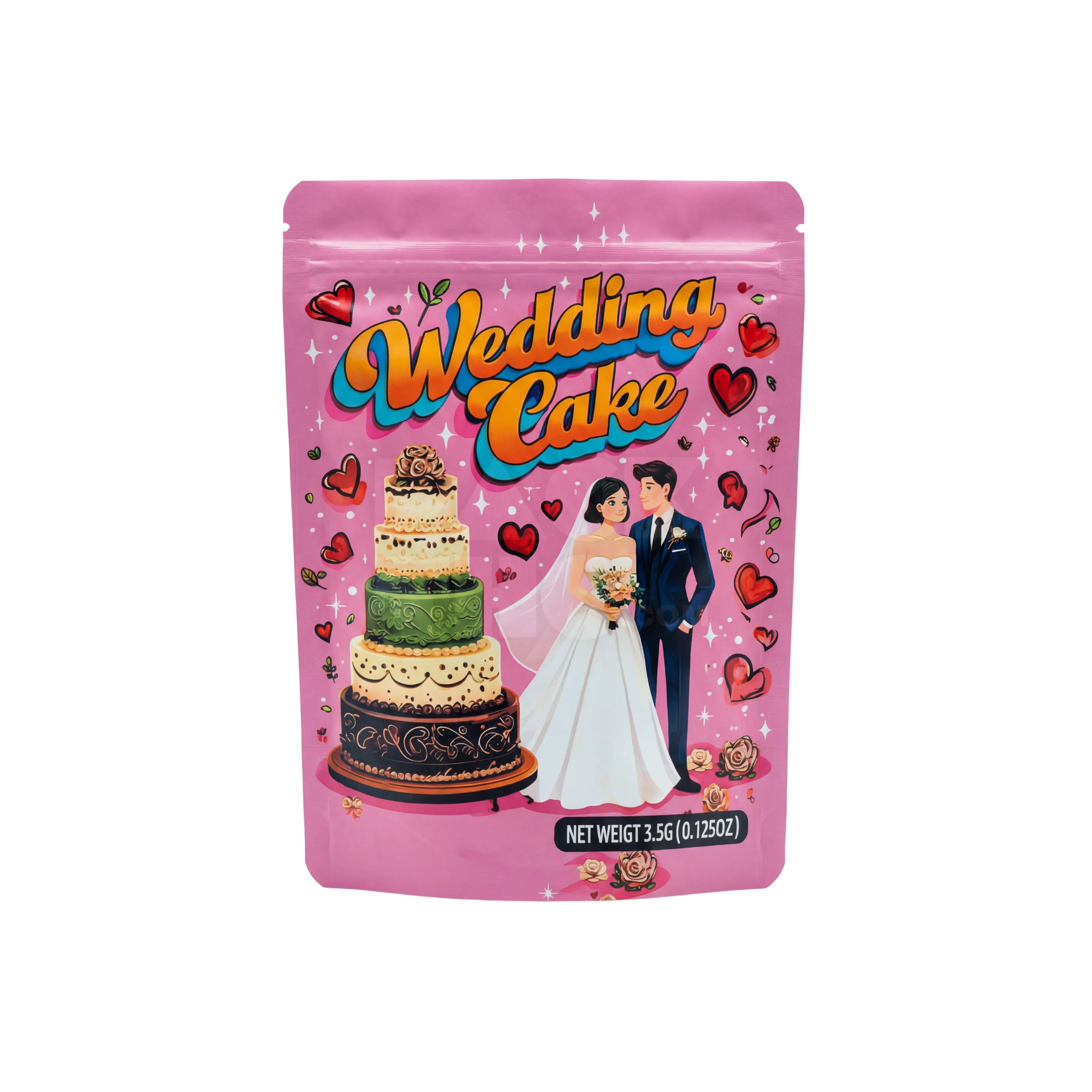 3.5 Grams Wedding Cake Mylar Bags (100 Count)