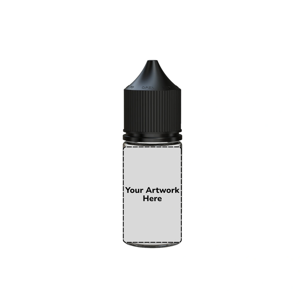 30ml stubby unicorn bottle clear black cap