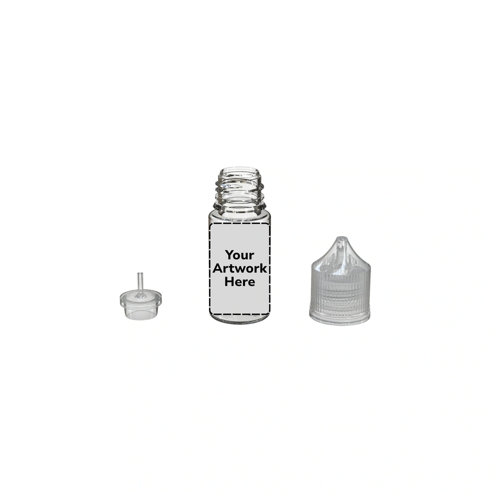 30ml stubby unicorn bottle clear clear cap