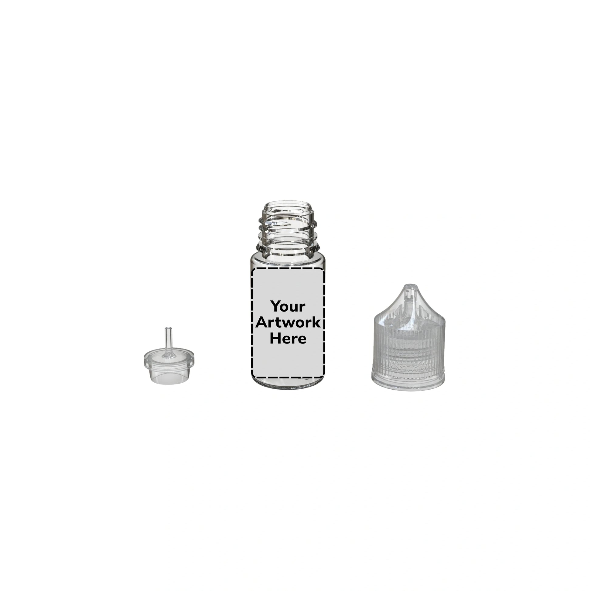 30ml stubby unicorn bottle clear clear cap