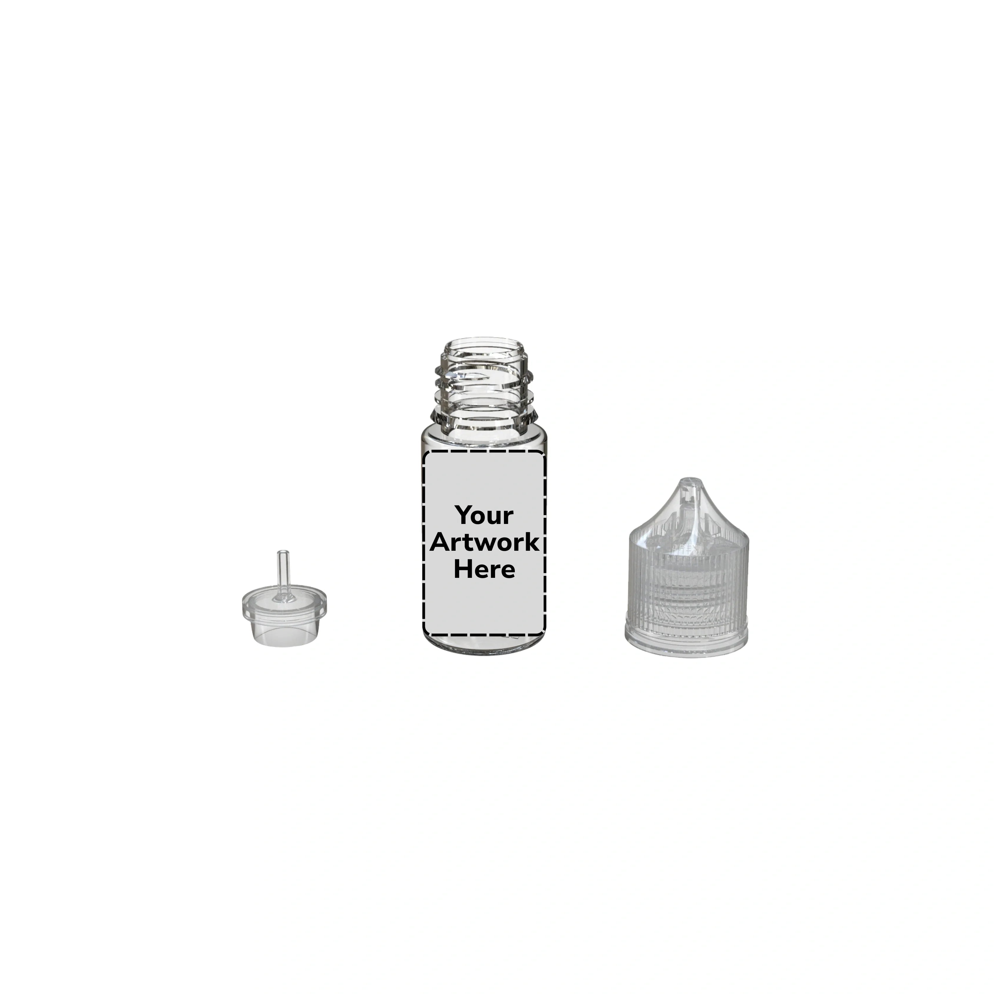 30ml stubby unicorn bottle clear clear cap