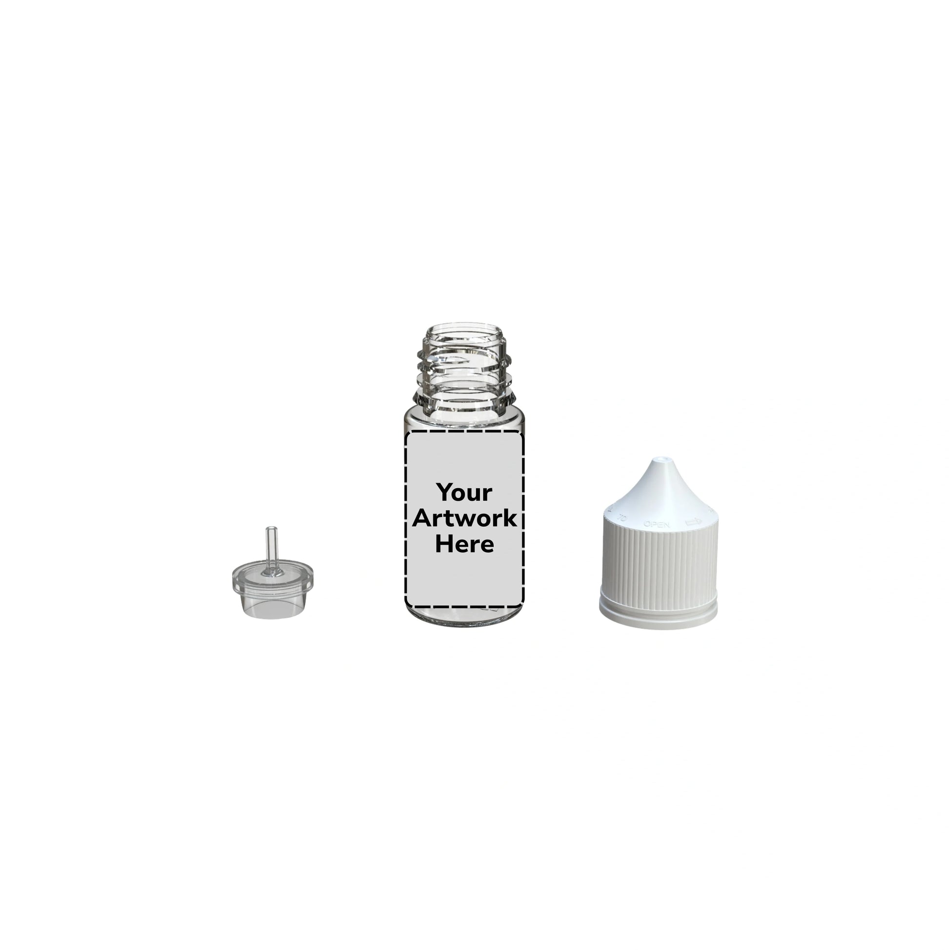 30ml stubby unicorn bottle clear white cap