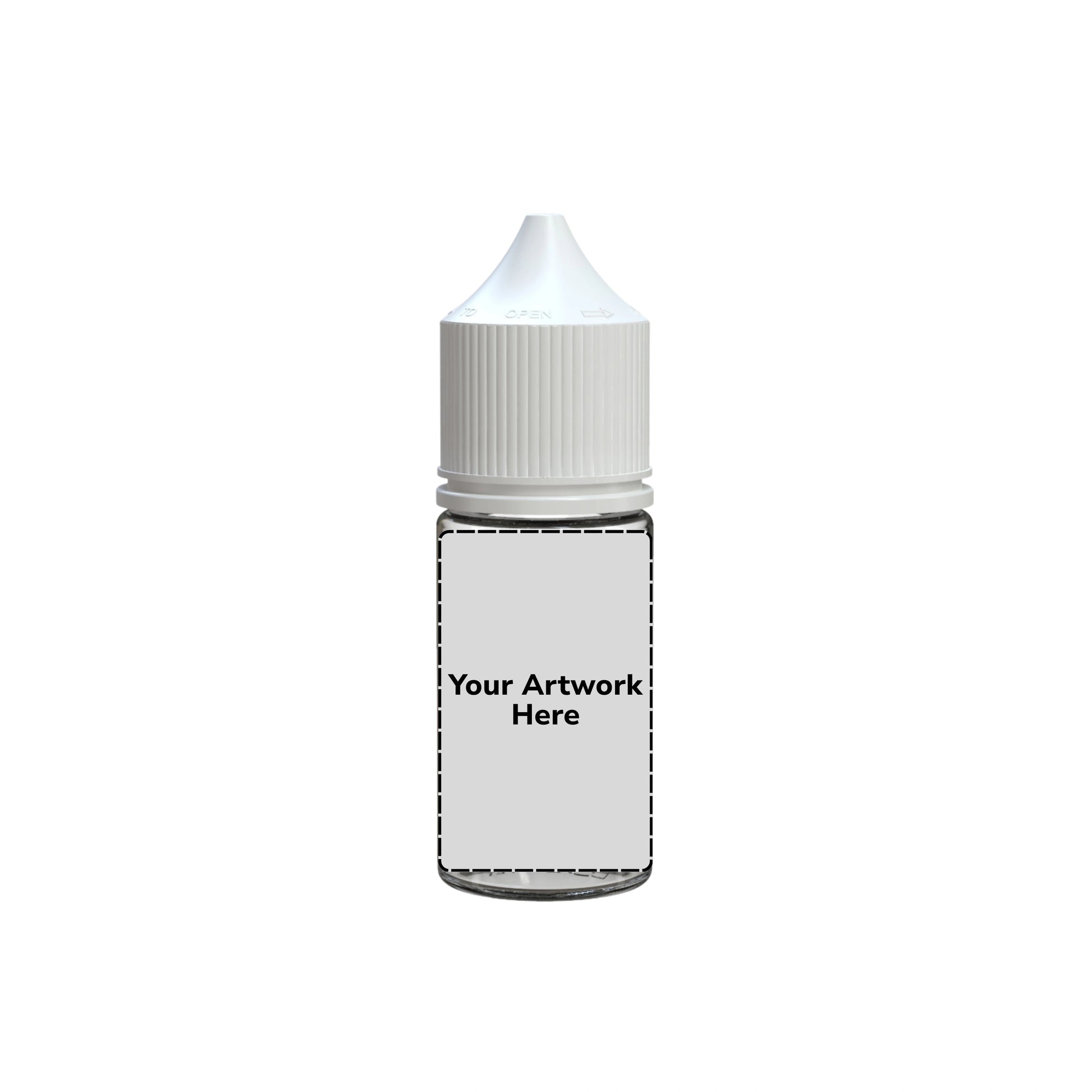30ml stubby unicorn bottle clear white cap