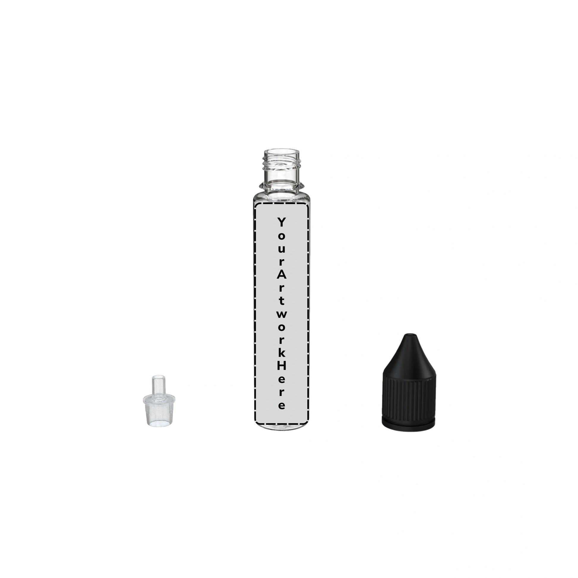 30ml unicorn bottle clear black cap