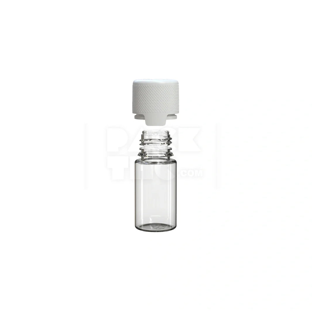 image 30ml stubby aviator cr bottle with friction fit closure tamper evident break off band clear natural bottle with opaque white closure 1000 count