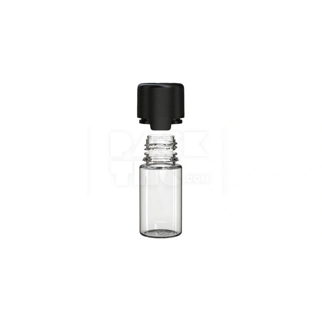 image 30ml stubby aviator cr bottle with friction fit closure tamper evident break off band clear natural bottle with opaque black closure 1000 count