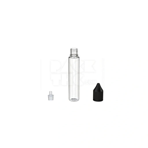 30ml stubby pet reducer unicorn bottle clear natural black cap 1000 count
