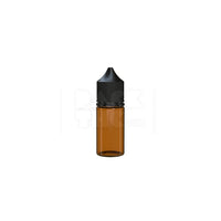 30ml stubby pet unicorn bottle cr translucent amber black cap 1000 count