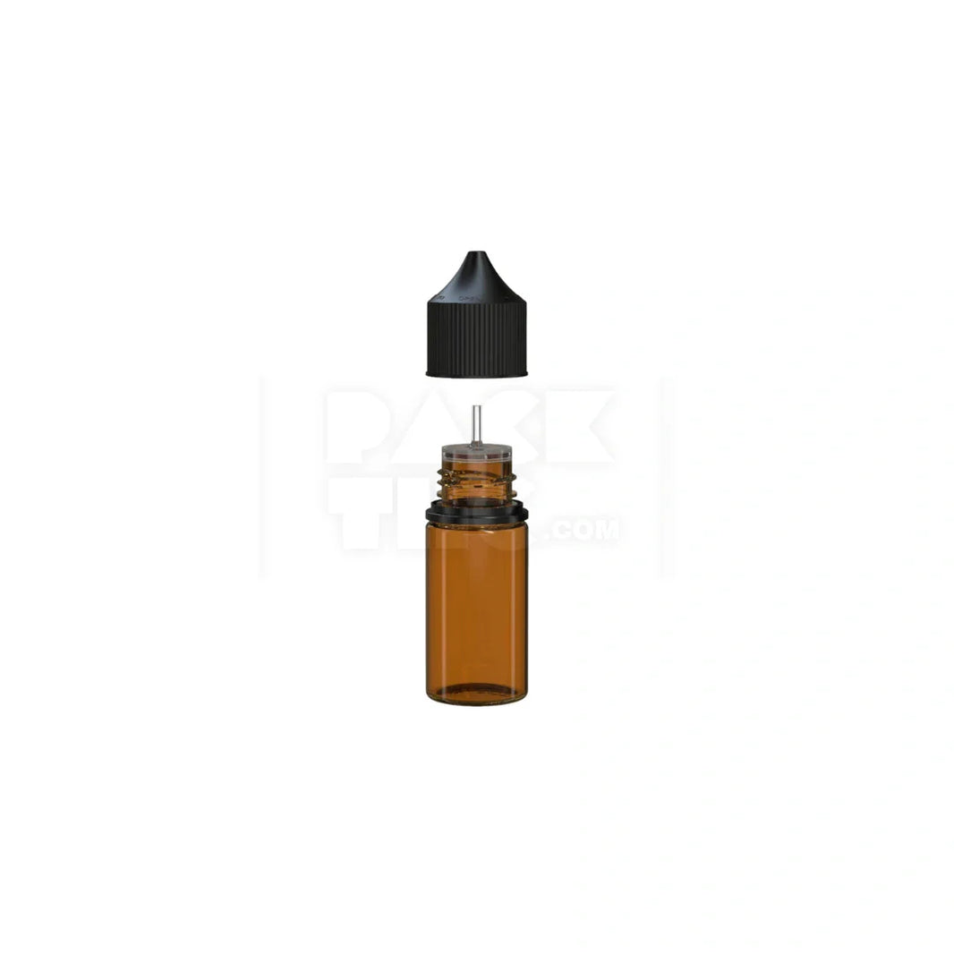 image 30ml stubby pet unicorn bottle cr translucent amber black cap 1000 count