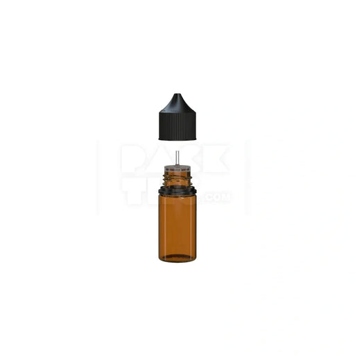 30ml stubby pet unicorn bottle cr translucent amber black cap 1000 count