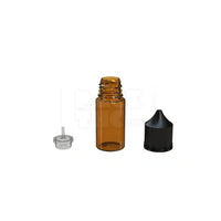 30ml stubby pet unicorn bottle cr translucent amber black cap 1000 count