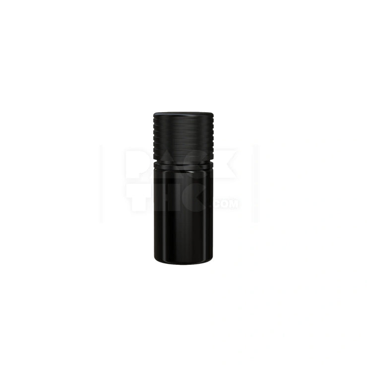 30ml stubby spiral cr bottle with friction fit closure tamper evident break off band opaque black bottle with opaque black closure 1000 count