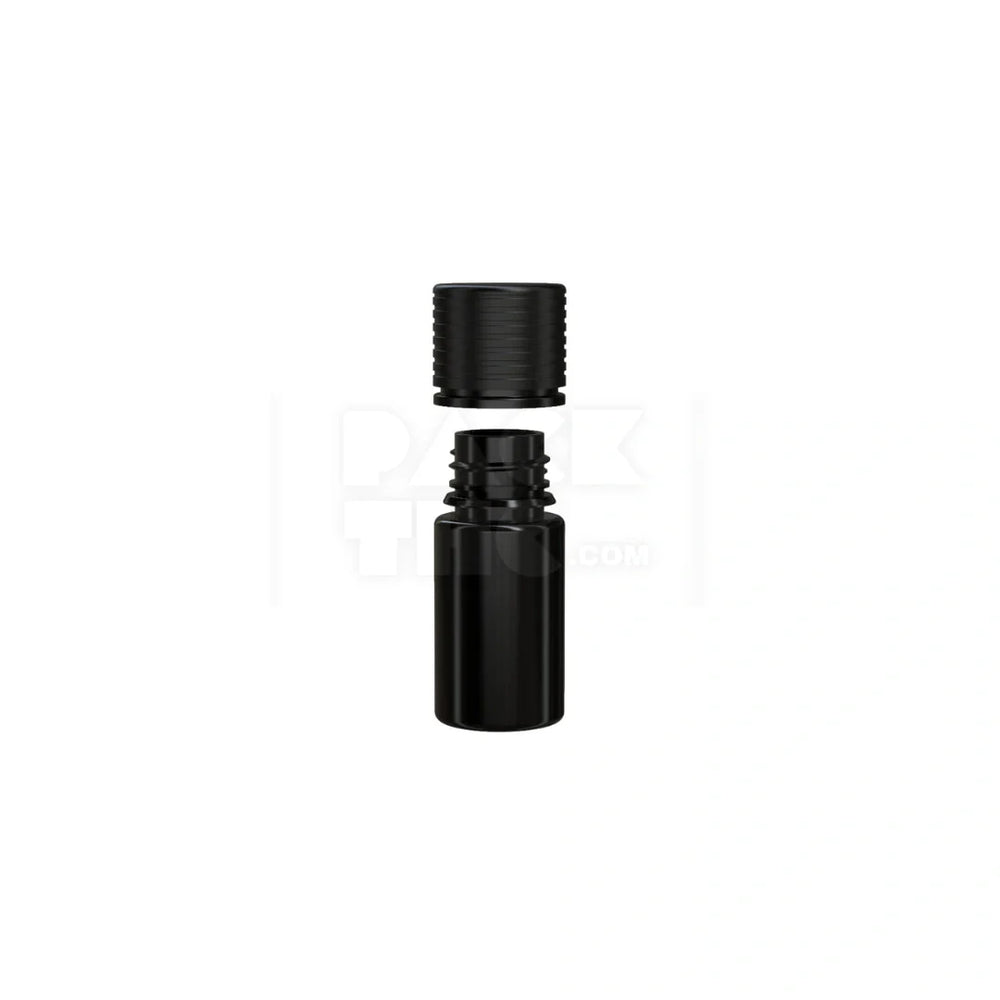 30ml stubby spiral cr bottle with friction fit closure tamper evident break off band opaque black bottle with opaque black closure 1000 count